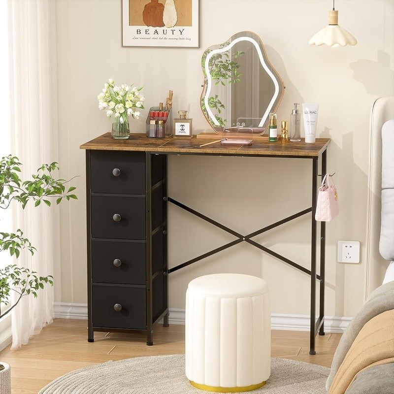 Small Office Desk 4 Drawers Storage Computer Table Easy Assembly Modern Design