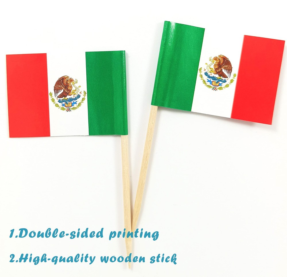 JBCD Mexico Toothpick Flag Mexican Mini Small Cupcake Topper Flags, 200Pcs