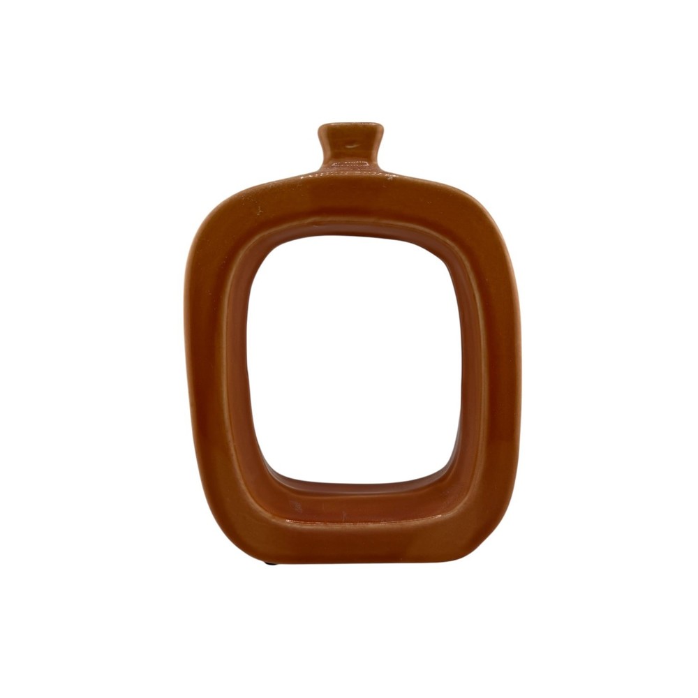 Earth-Tone Ceramic Donut Vases – Set of 5 Rectangular Sculptural Decor
