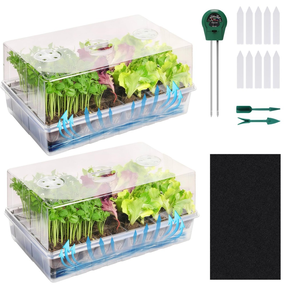 Adawook Self-Watering Seed Starter Tray, Seed Starter Kit Self Water, Germina...