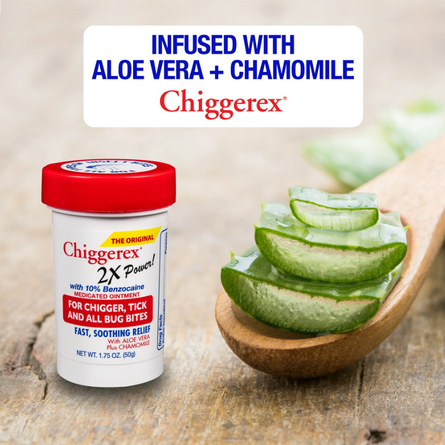 Chiggerex 2x Medicated Ointment: Chiggers, Mosquito, Bug Bites, 1.75oz