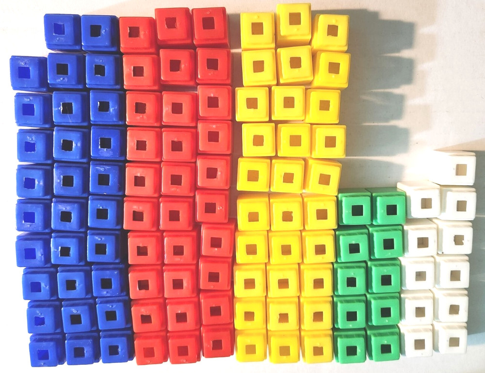 Interlocking Stackable Plastic One In. Blocks 5 Colors 110pc Quick Dry Unbranded