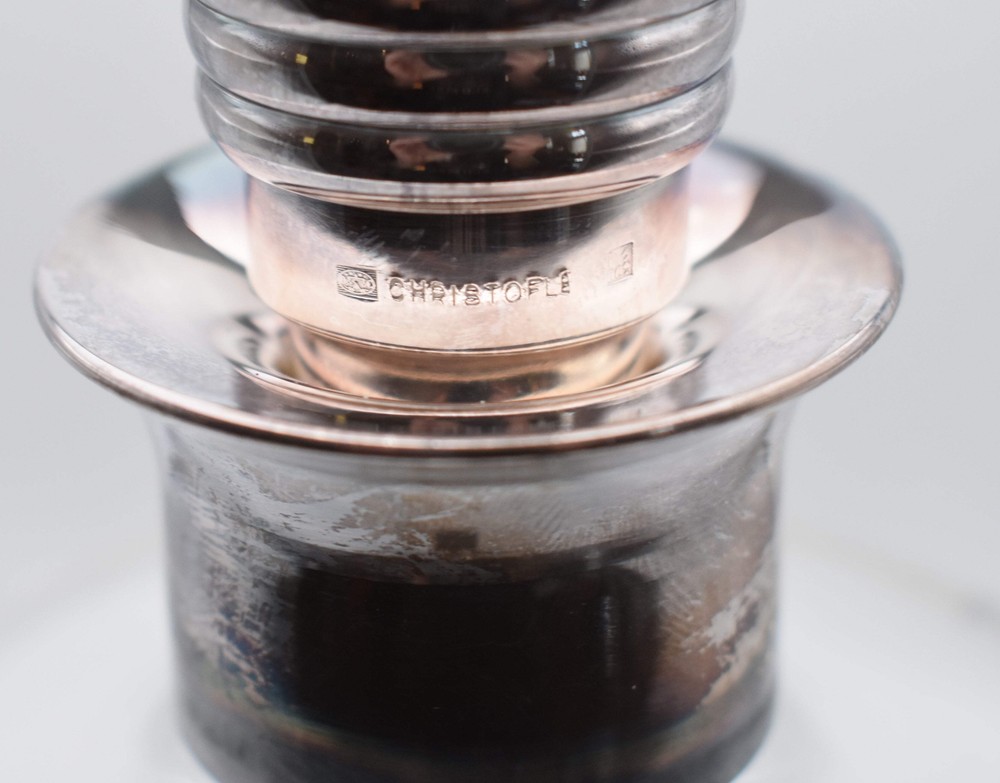 Christofle Brandy Bottle with Silver Plate Top / Stopper
