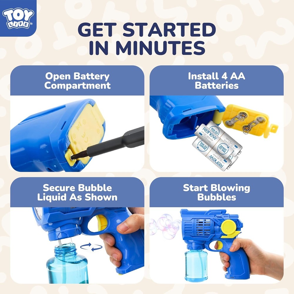 TOY Life 3 Pack Bubble Guns for Kids, Automatic Bubble Blower, Leakproof & Light