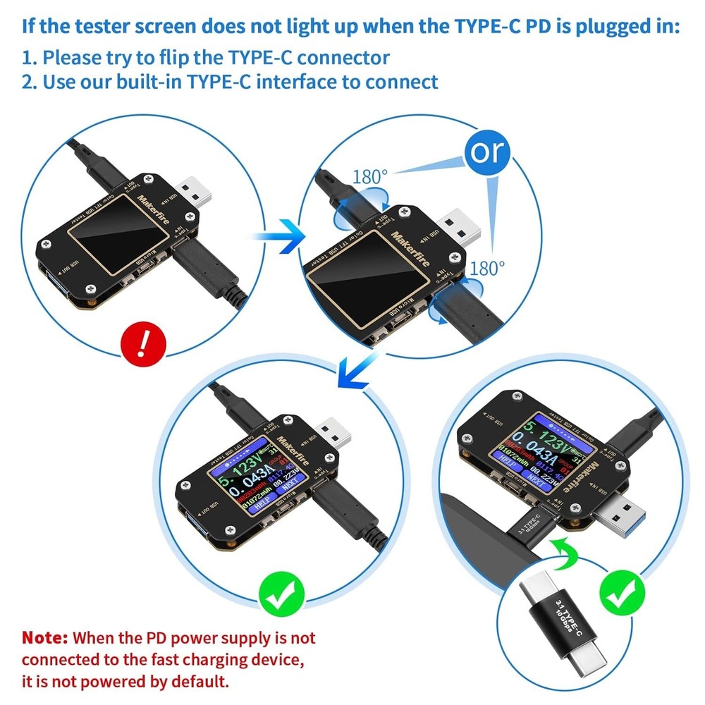 USB Multimeter USB Voltmeter Ammeter Load Tester USB Voltage Current PD Batte...