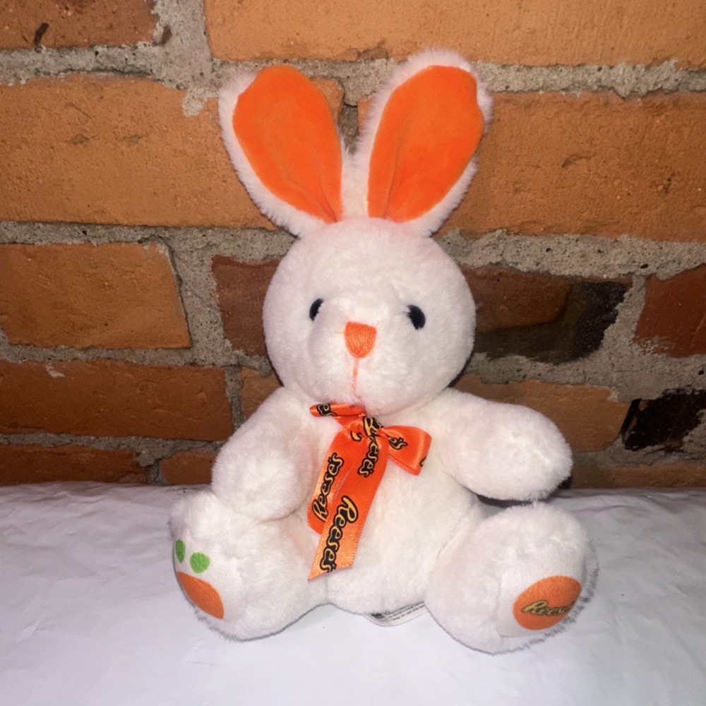 Reese's Plush Bunny White Orange Candy & Nuts Advertising Toy