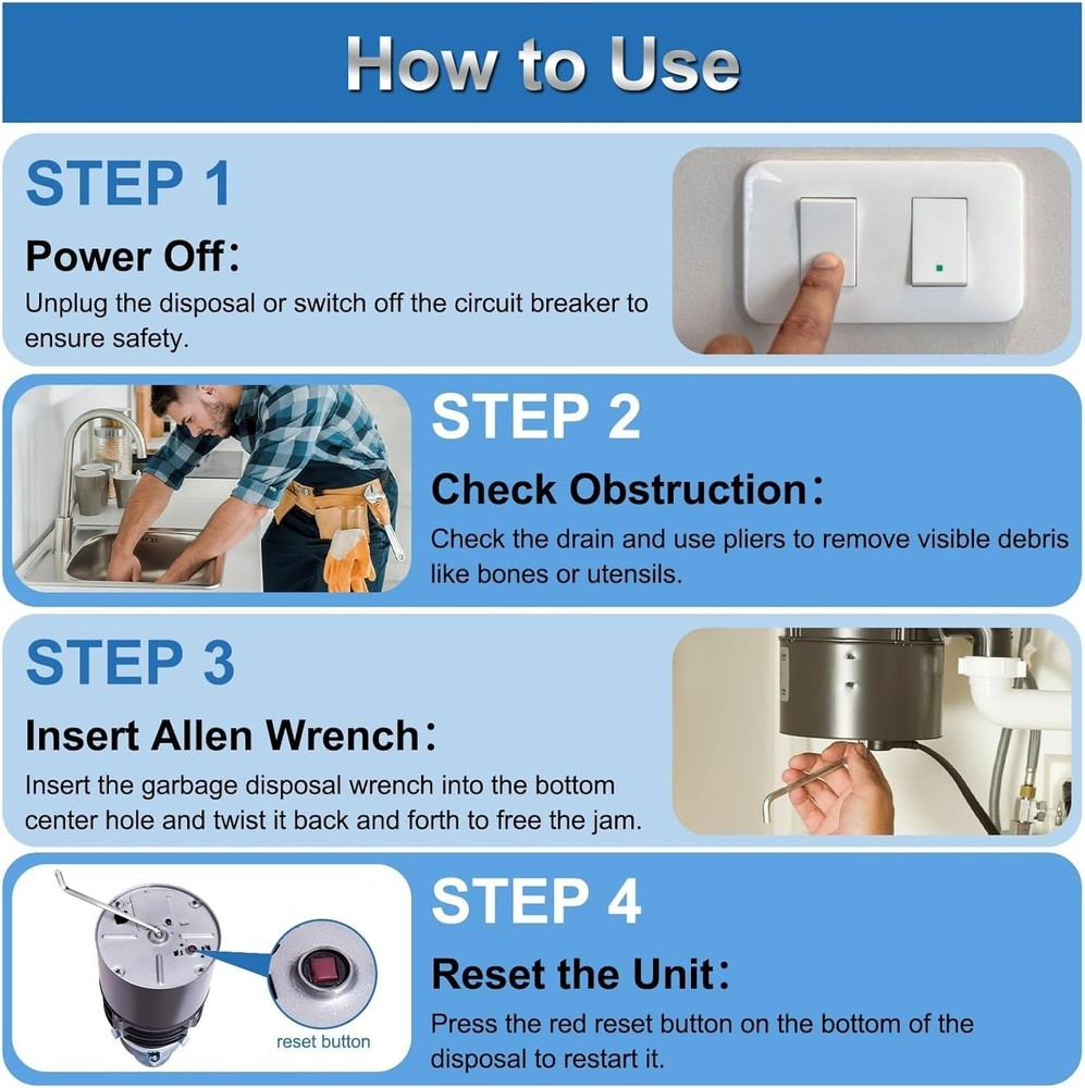 Effortless Garbage Disposal Unjamming Wrench - Compact, Durable & Easy to Use