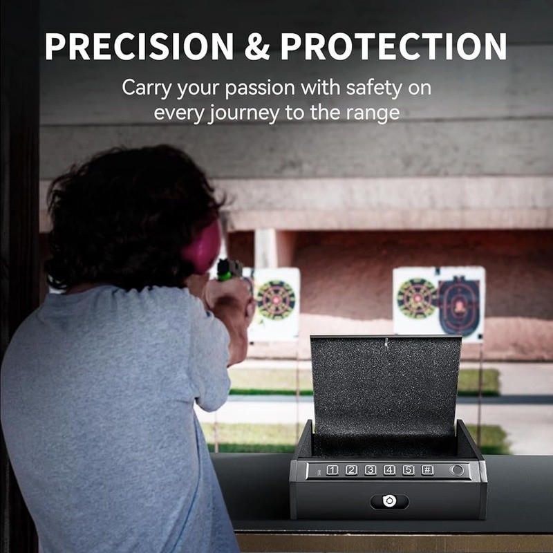 Biometric Gun Safe Portable Quick Access Lock Fingerprint Security Case Compact