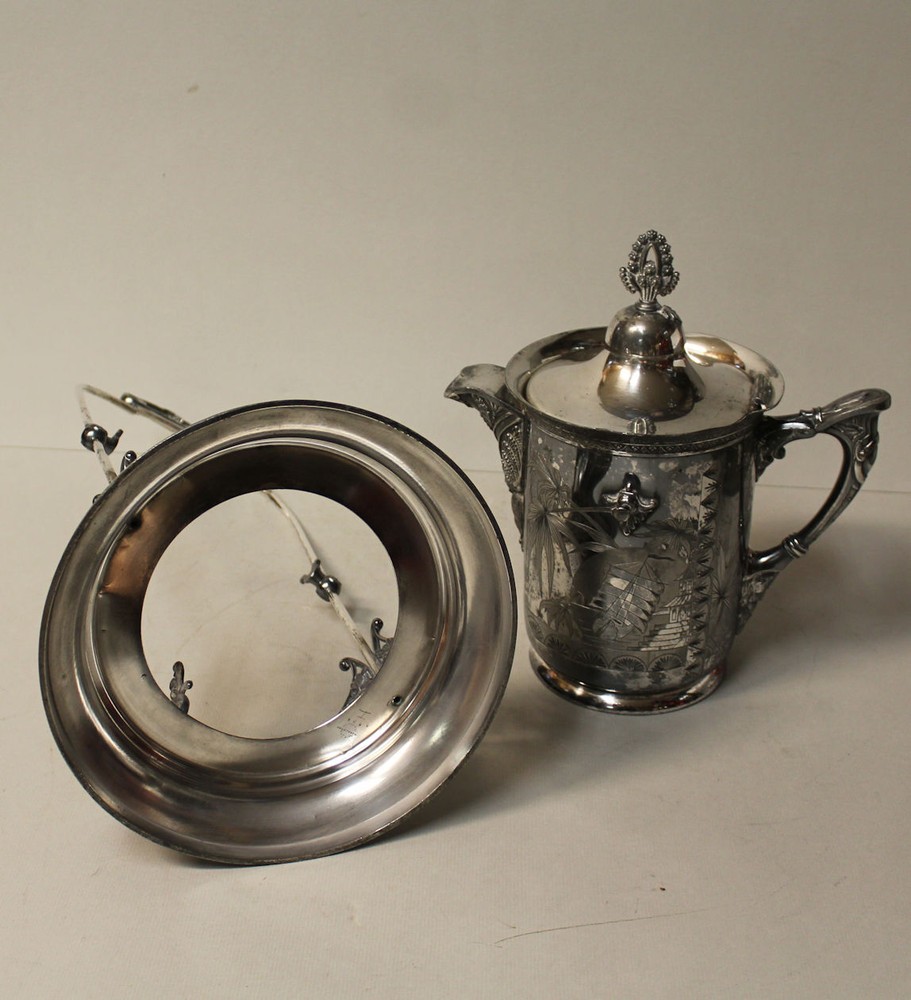 Antique Victorian Tilting or Tipping Water Silver Pitcher