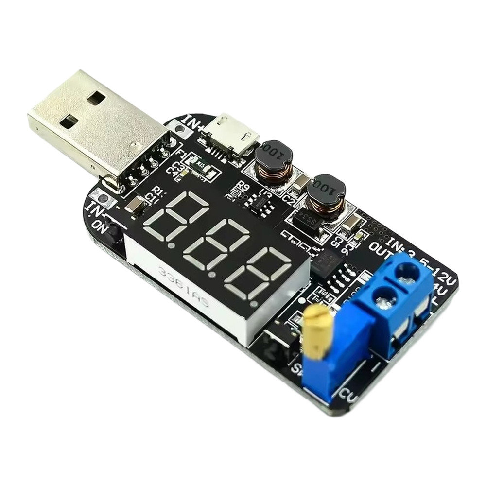 Adjustable USB Regulator 1.2V-24V Output with Onboard Potentiometer and Display