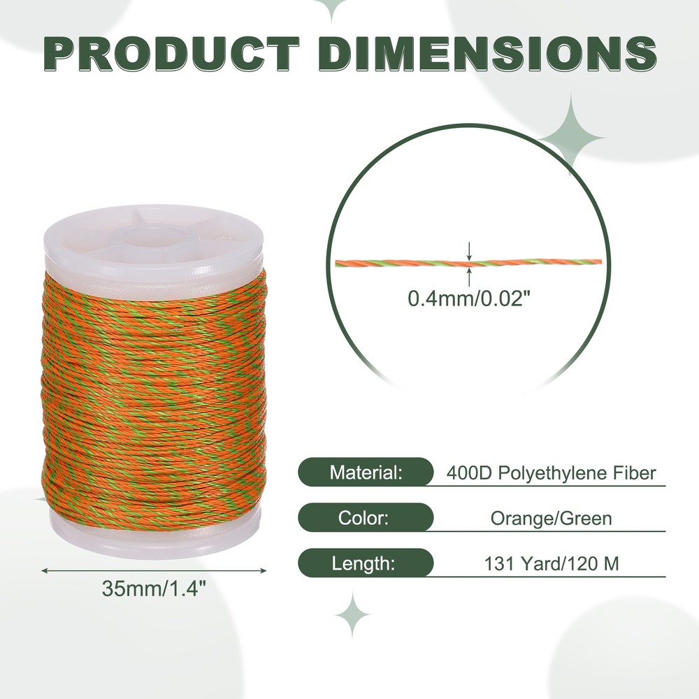 Archery Bow String Serving Thread Bowstring Thread 400D & Orange/Green