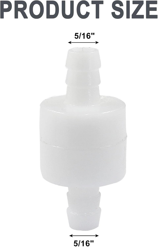 5/16" One Way Inline Check Valve 2 Pcs, Non Return Ozone Resistance PVDF Plastic
