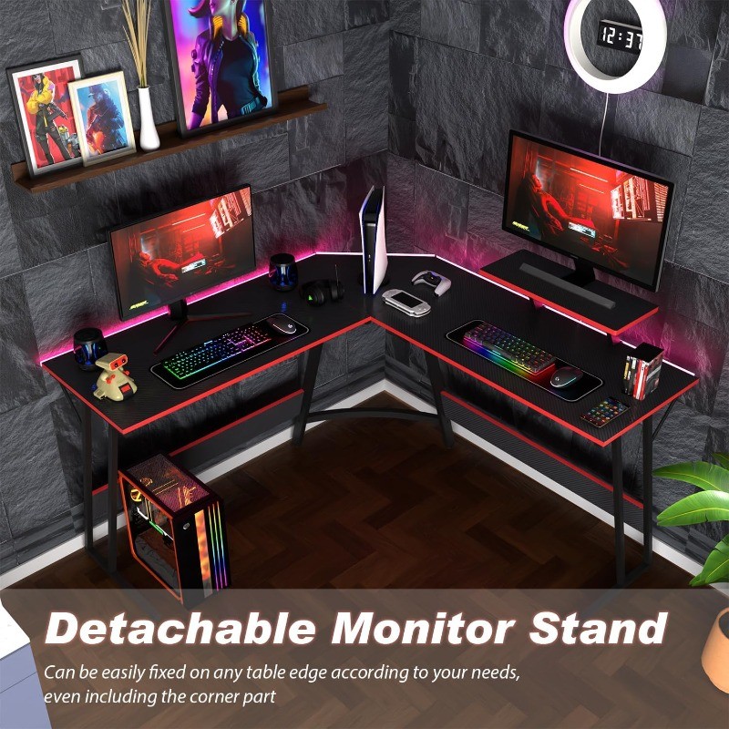 Shaped Desk Corner Gaming Desk Computer Desk with Large Desktop Studying