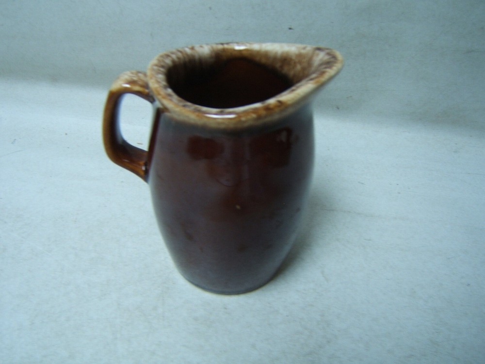 Hull Brown Drip Small Pitcher / Syrup 4.5" Tall Oven Proof