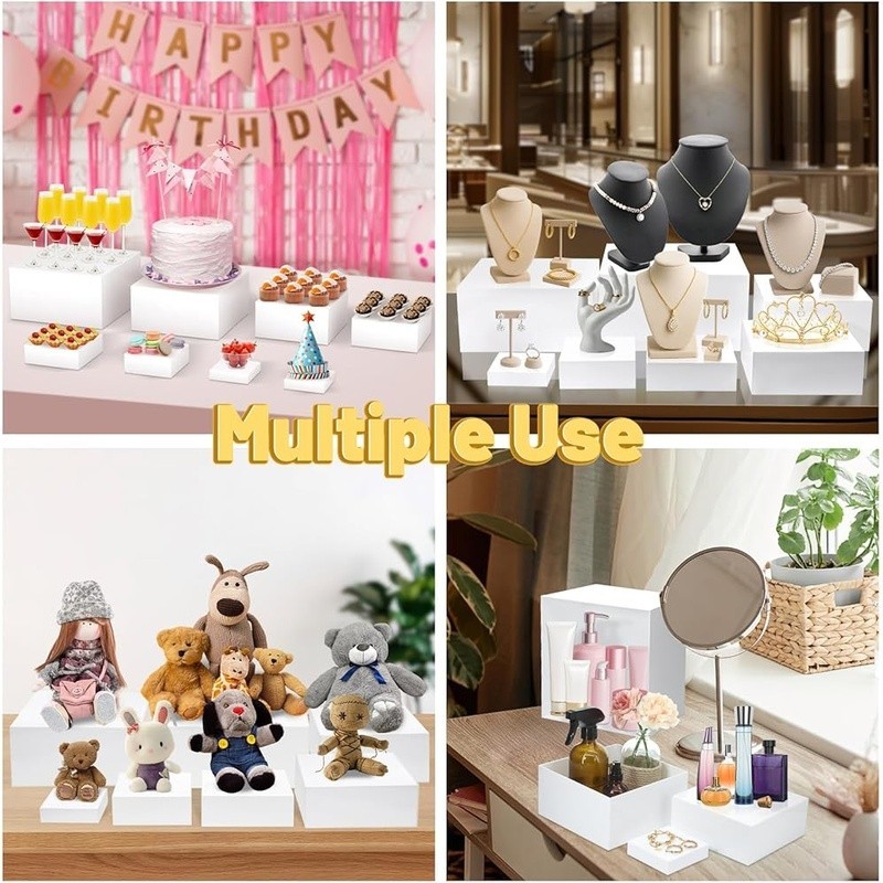 Acrylic Display Riser Set 8 Stands Buffet Food Organizer Multi Level Tableware