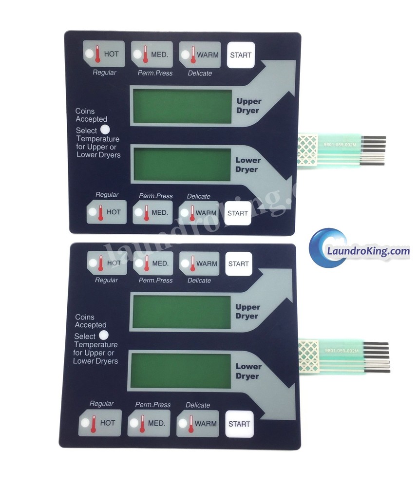 9801-059-002 (2 PCS)  DEXTER DRYER BLUE MEMBRANE SWITCH (KEYPAD, TOUCHPAD)