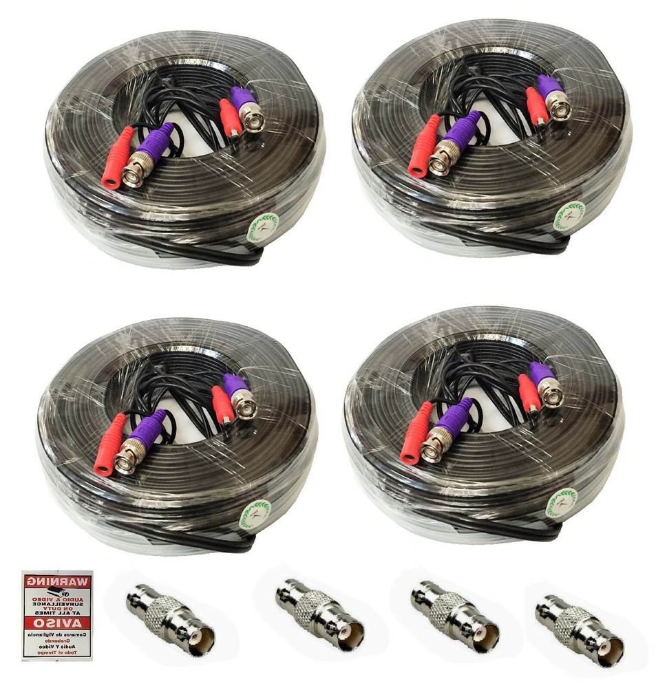 4 PACK PREMIUM 100Ft.4k 8MP BNC EXTENSION CABLES FIT Q-SEE SYSTEMS