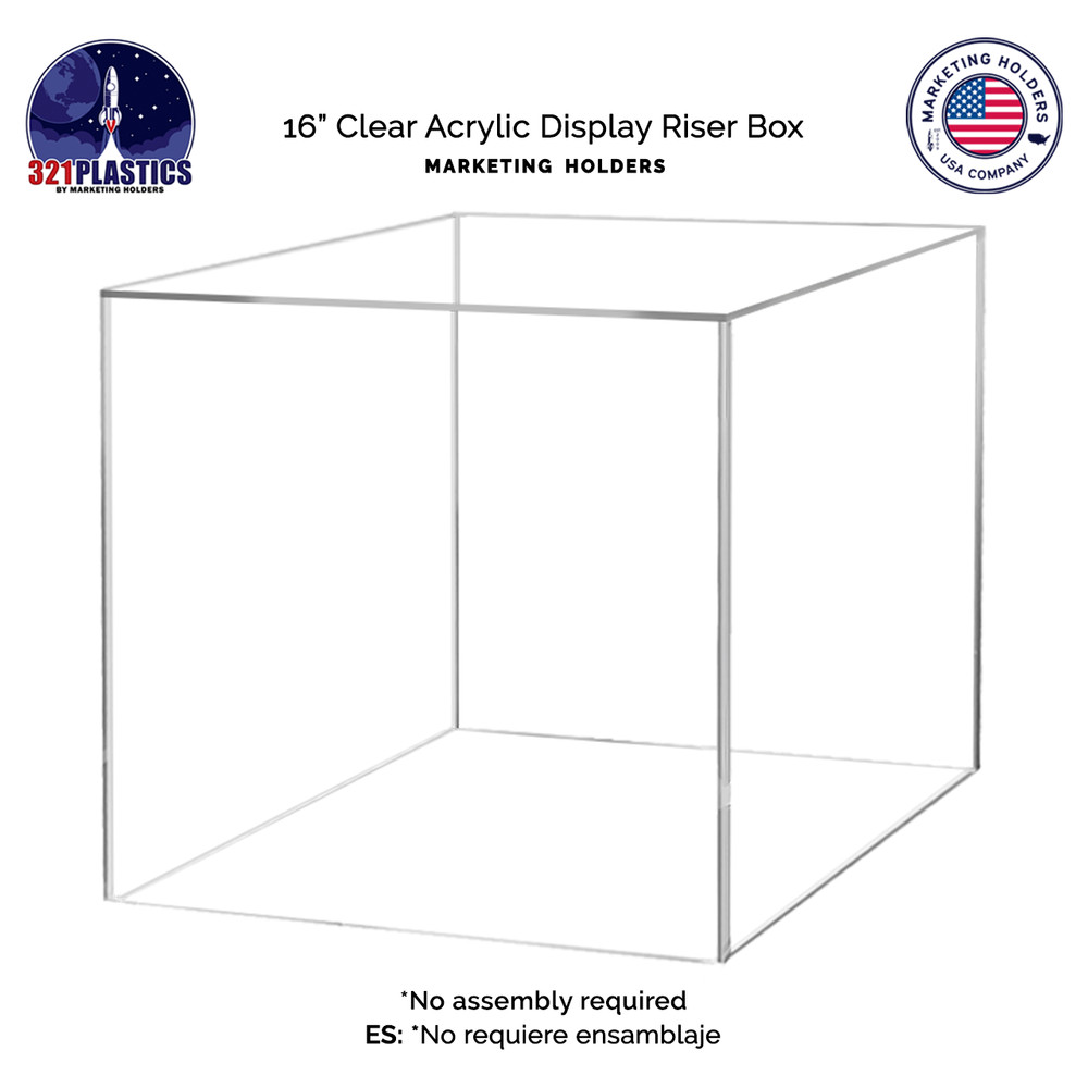 16" 5 Sided Cube Jewelry Riser Display Box Pedestal Stand Clear