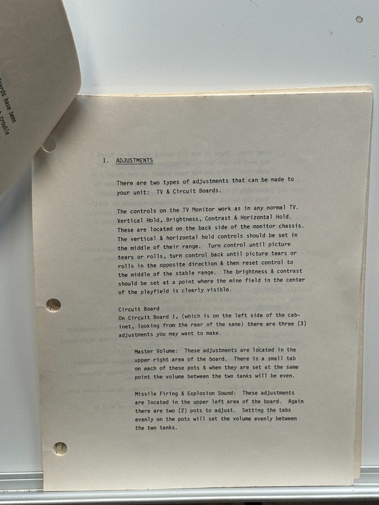 ORIGINAL-KEE GAMES-TANK-OPERATION & SERVICE MANUAL