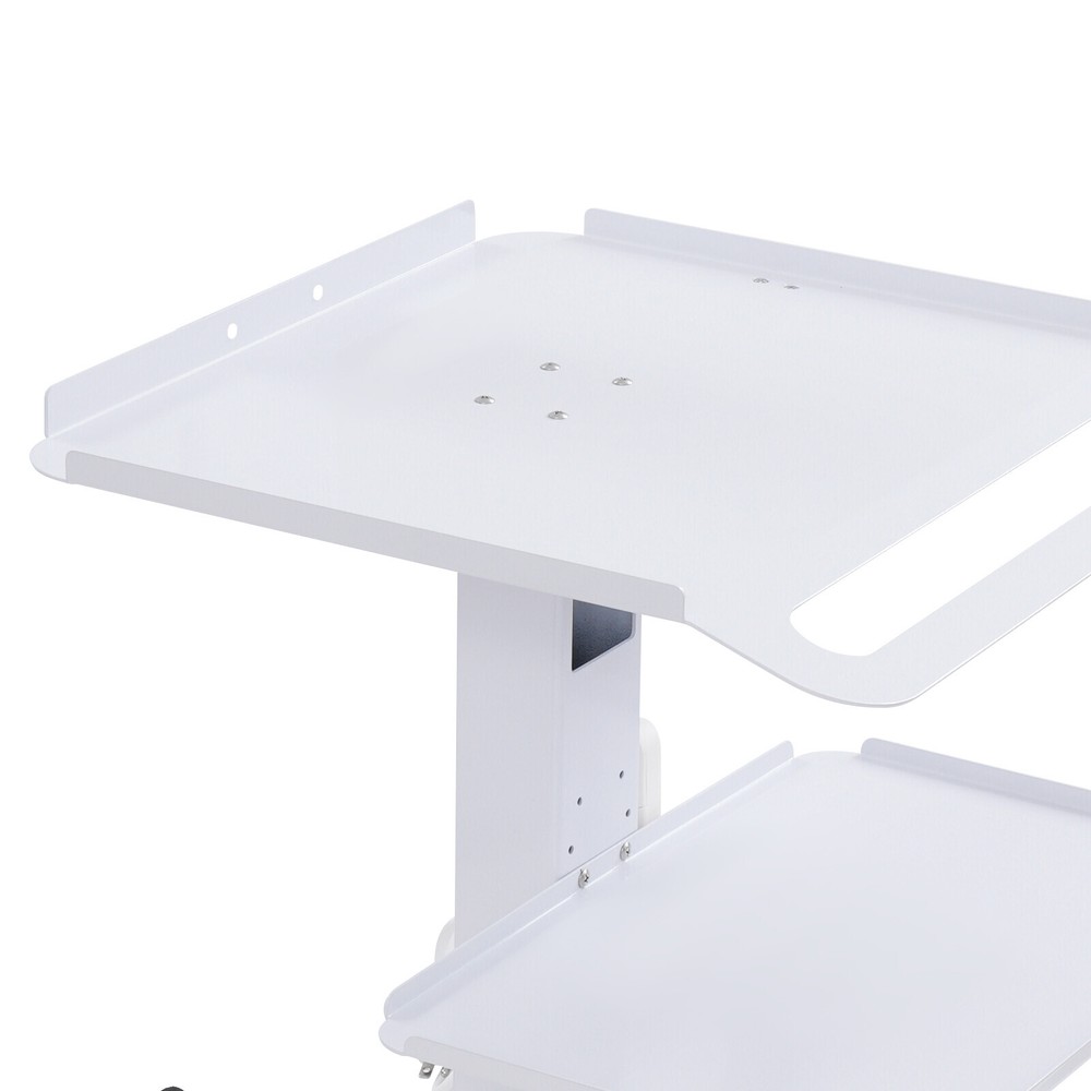 Rolling PC Cart Mobile Computer Workstation Stand Adjustable Beauty Spa Cart