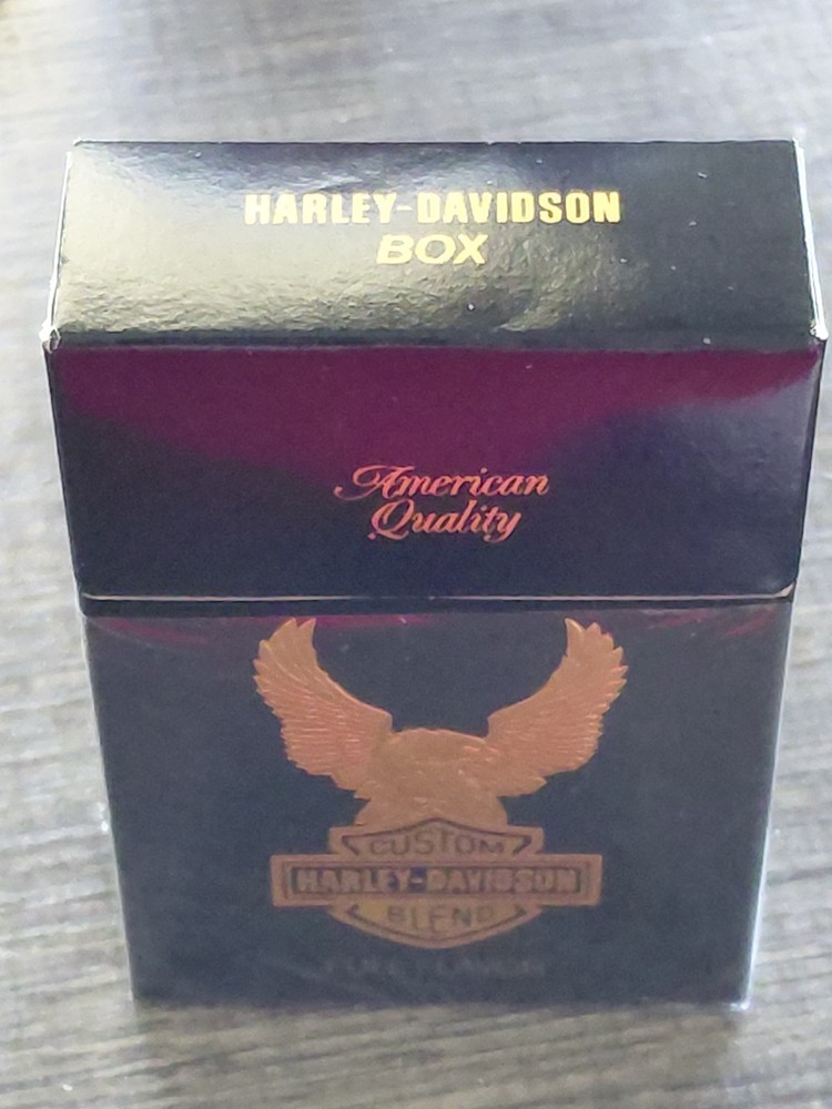 HARLEY DAVIDSON FULL FLAVOR EMPTY BLACK CIGERETT BOX