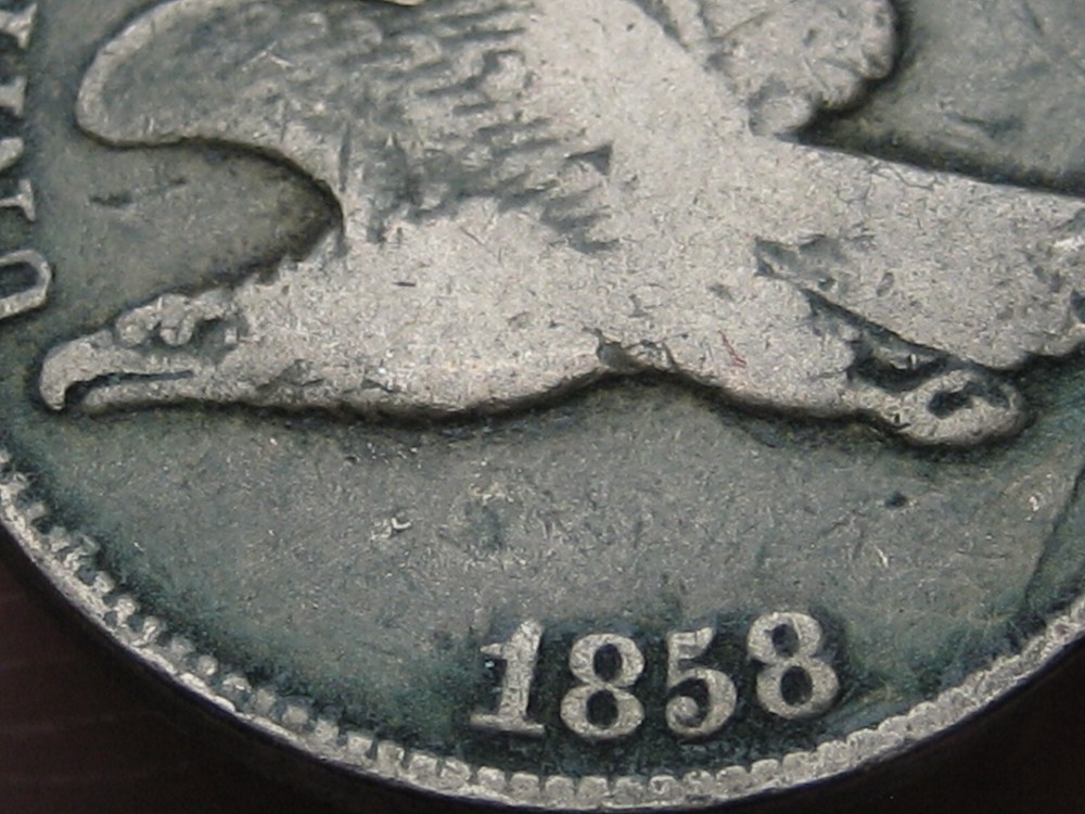 1858 Flying Eagle Penny One Cent- Large Letters, Fine/VF Details