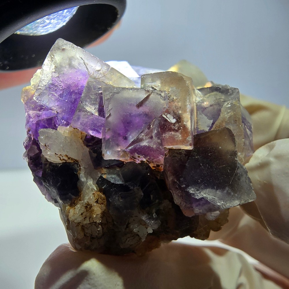 Phantom Fluorite Cube Specimen, purple white Okorusu, Namibia 51*37*26mm