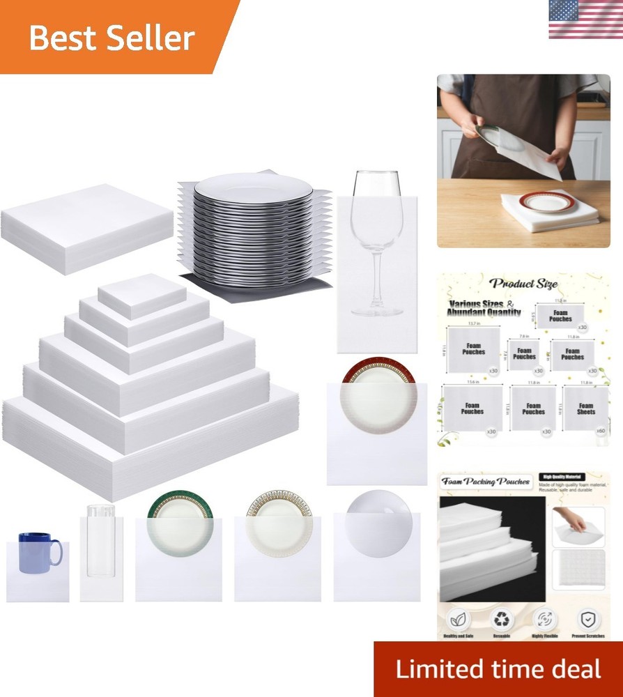 Safe & Secure 240 Pcs Packing Set - 60 Foam Sheets & 180 Protective Pouches