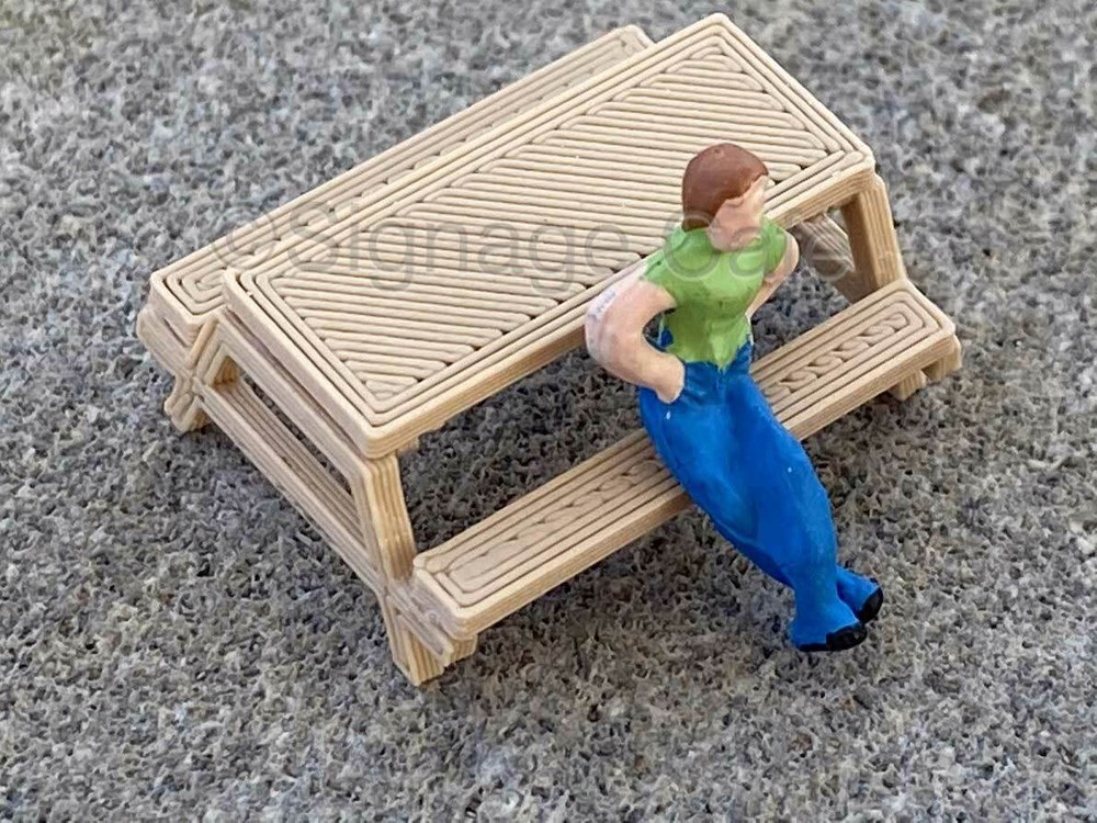 Dozen (12) - HO Scale Picnic Tables - 3D Railroad Train Layout Scenery Miniature