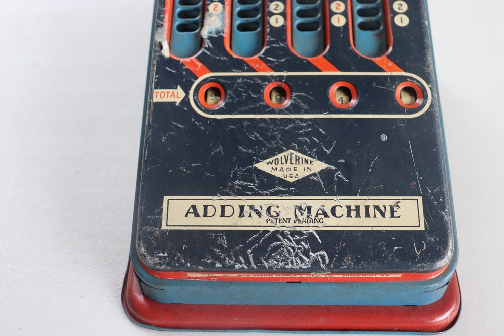 Vintage Metal Tin Toy Wolverine Adding Machine