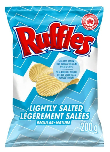 Ruffles Regular Lightly Salted Potato Chips, 200g