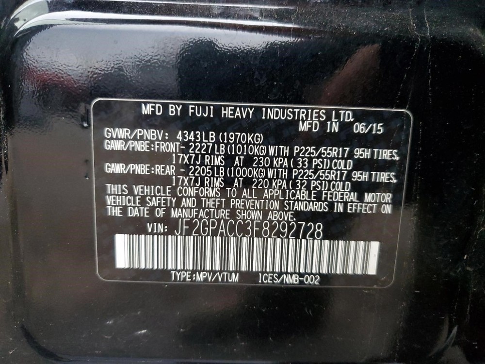 XV CROSST 2015 Glove Box 2071962