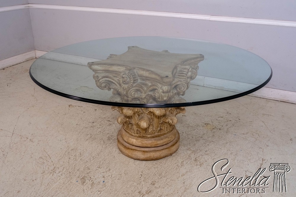 69656: Round Glass Top Column Base Dining Room Table