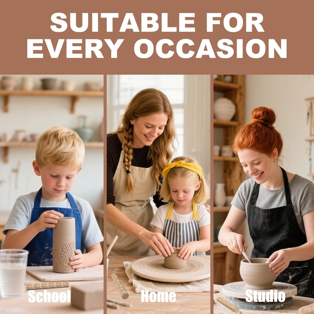 Hokkieam Clay Texture Rollers | 10-Pack Polymer Clay Texture Roller Set for P...