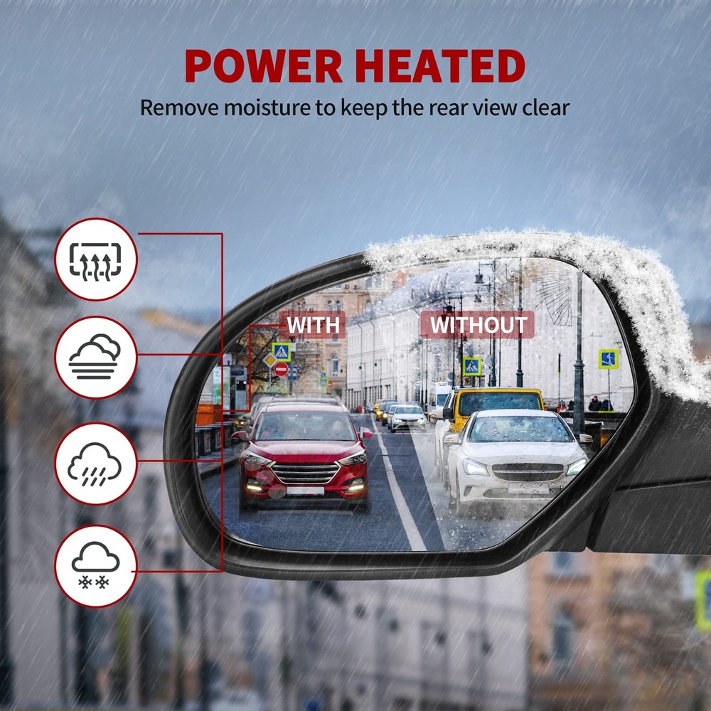 Left Driver Side Towing Mirror Electric Heated Power Adjustable LED Puddle Lamp