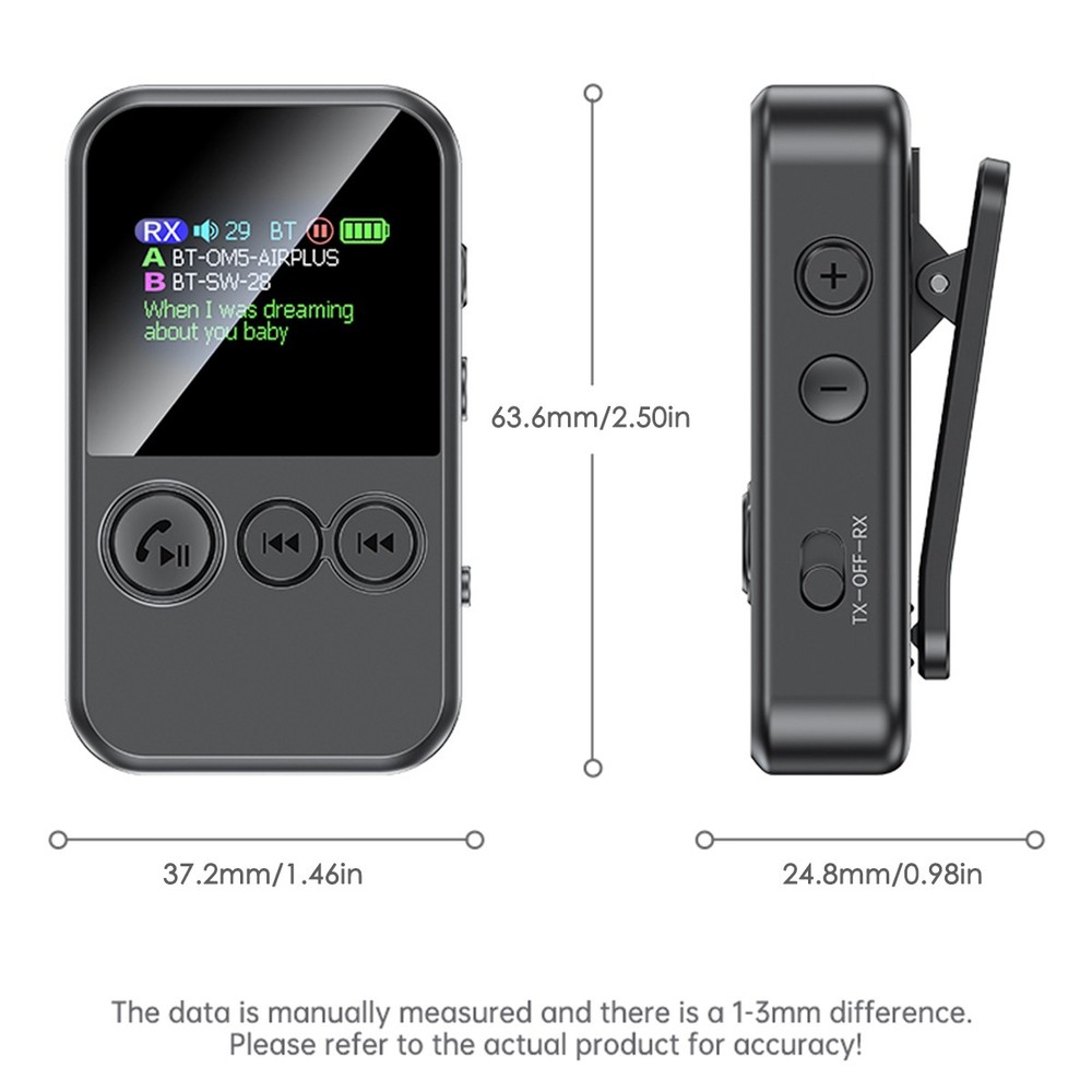 2-in-1 Bluetooth 5.4 Transmitter Receiver Wireless Audio 3.5mm Jack Aux Adapter~