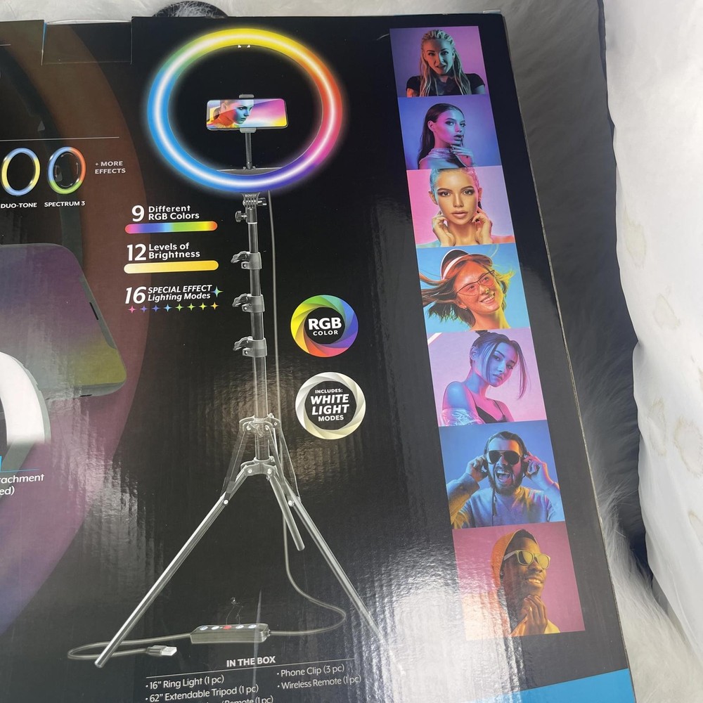 Bower 12-inch LED RGB Ring Light Studio Kit with Special Effects; Black