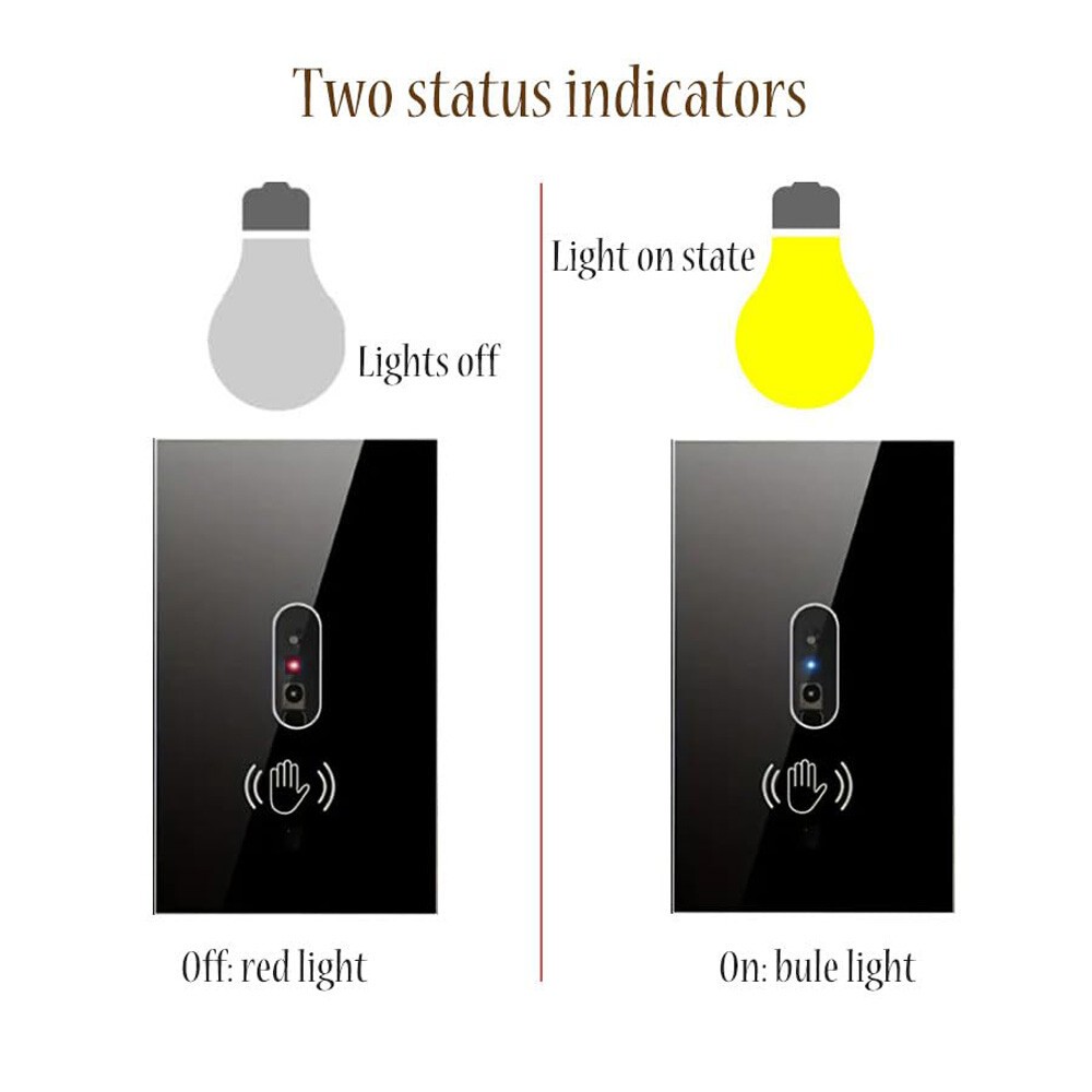 Smart Wall Smart Light Switch 10A Hand Sweep Sen-sor GlassPanel No Need Touch US