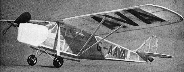 Model Airplane Plans (FF): D.H. Puss Moth 25" Scale Rubber-Powered by Ray Booth