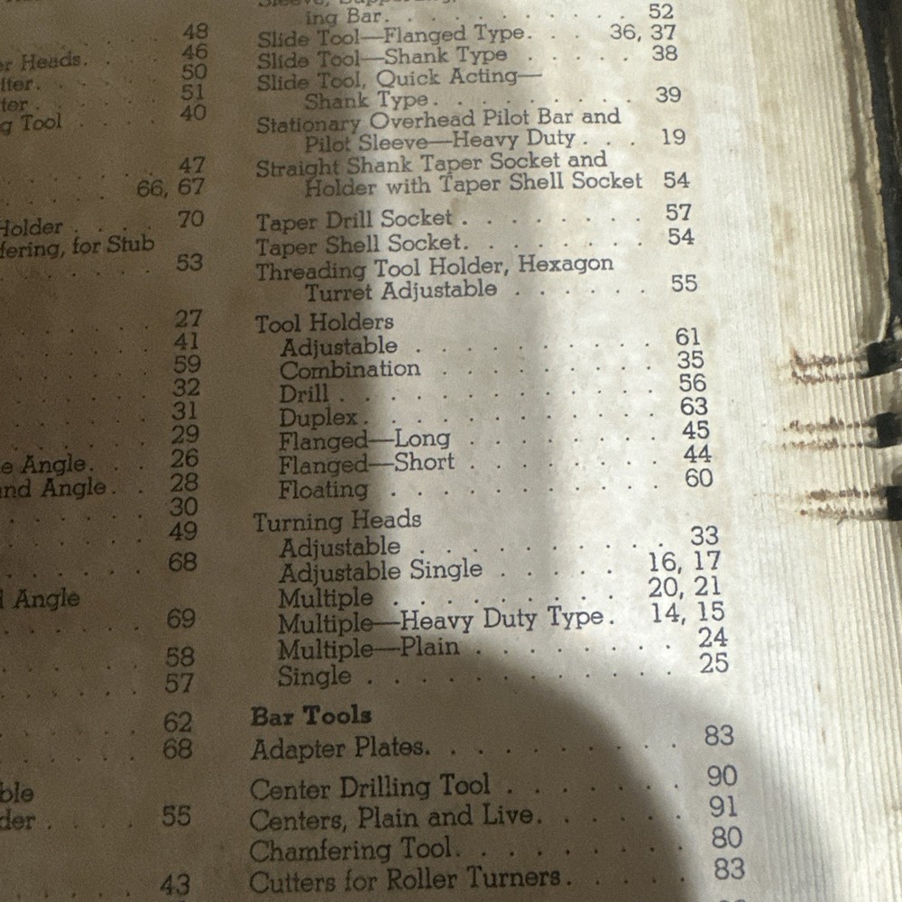 Warner & Swasey Turret Lathe Tools Book