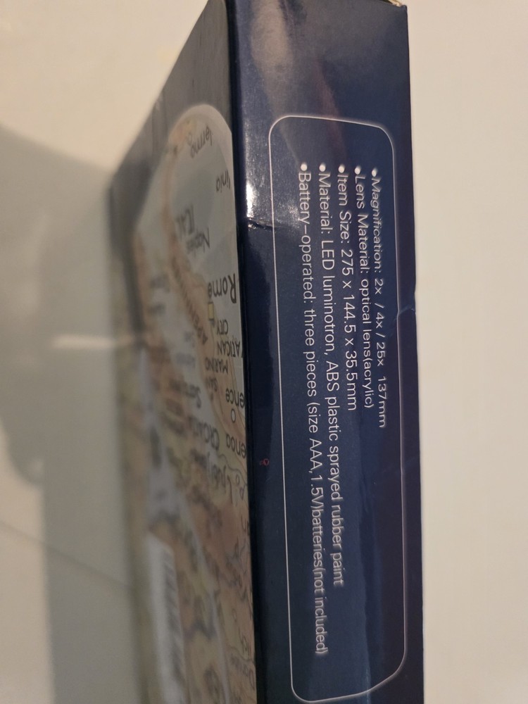Extra Large Handheld Magnifying Glass with Light Illuminated Reading 2x 4x 25x
