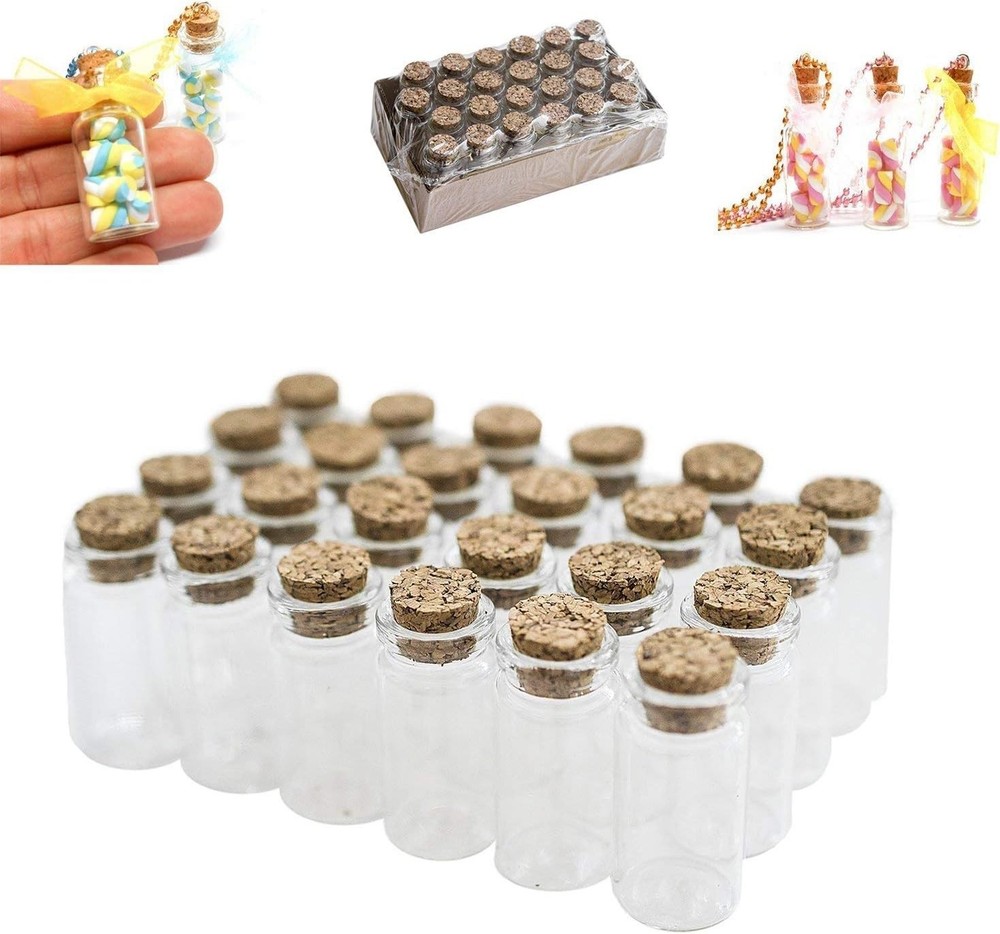 Versatile Mini Cork Glass Bottles - Ideal for Art Projects, Decorations & More