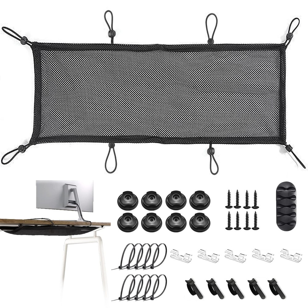 Under Desk Cable Management Net 36pcs Under Table Cord Management Mesh Organizer