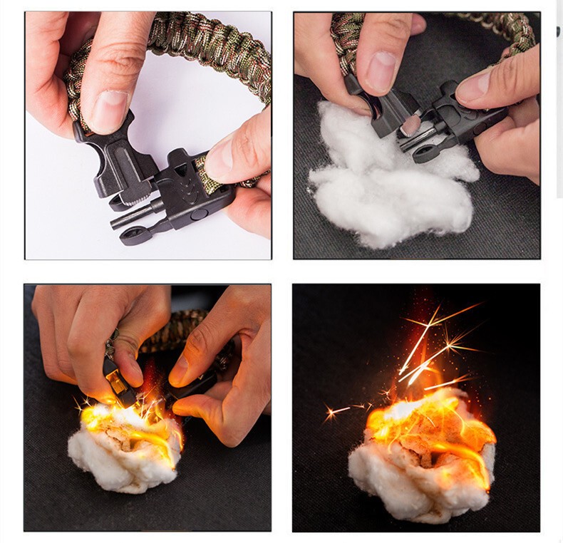 Paracord Survival Bracelet 3 Pack – Compass Flint Whistle Fire Starter