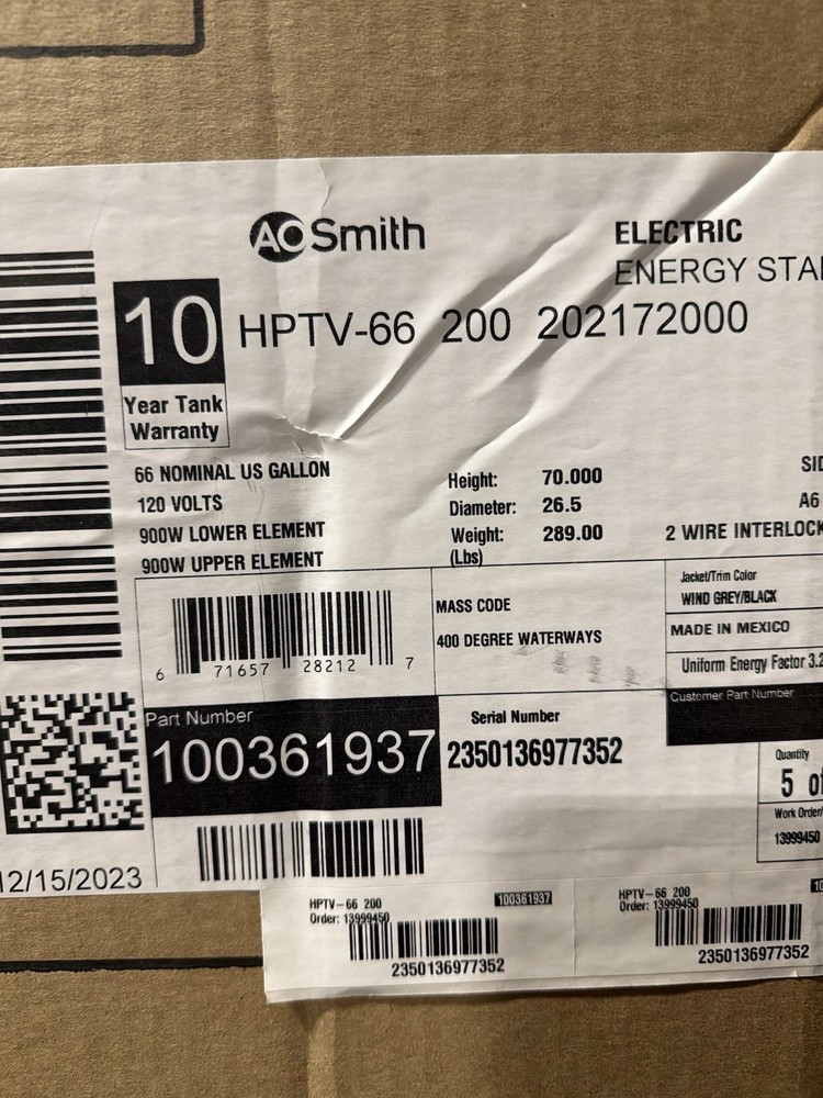 66 Gallon HPTV-66 Voltex Residential Plug-In Hybrid Electric Heat Pump