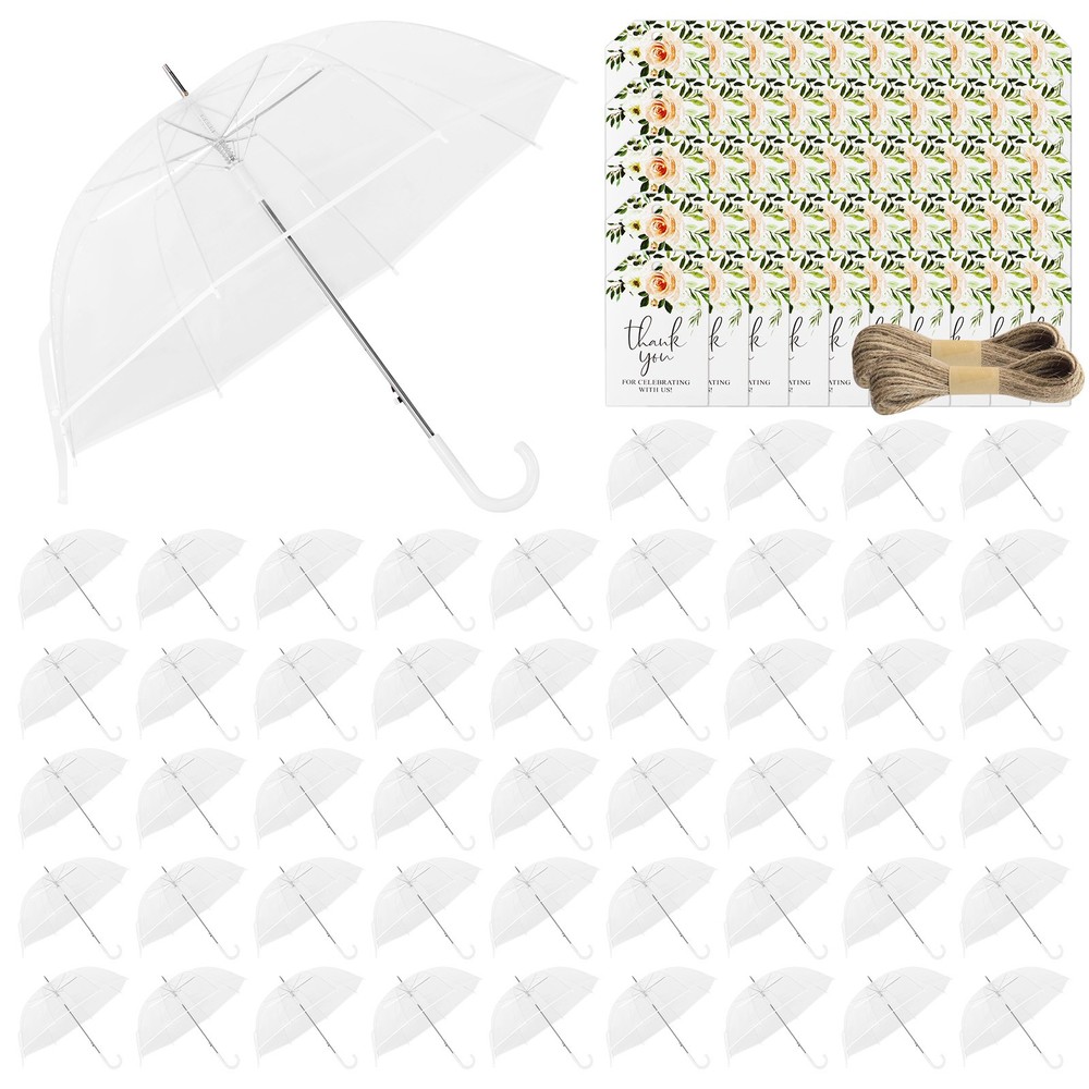 52 Inch Large Clear Bubble Umbrellas Bulk Dome Rain Windproof Stick Umbrellas