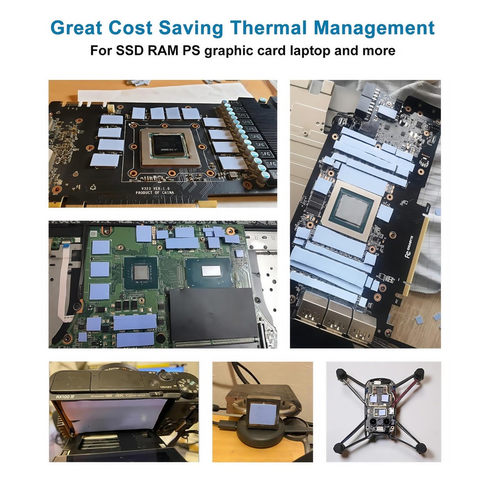 12-Pack Thermal Conductive Silicone Pads for SSD, CPU, GPU, IC Chipset Cooling