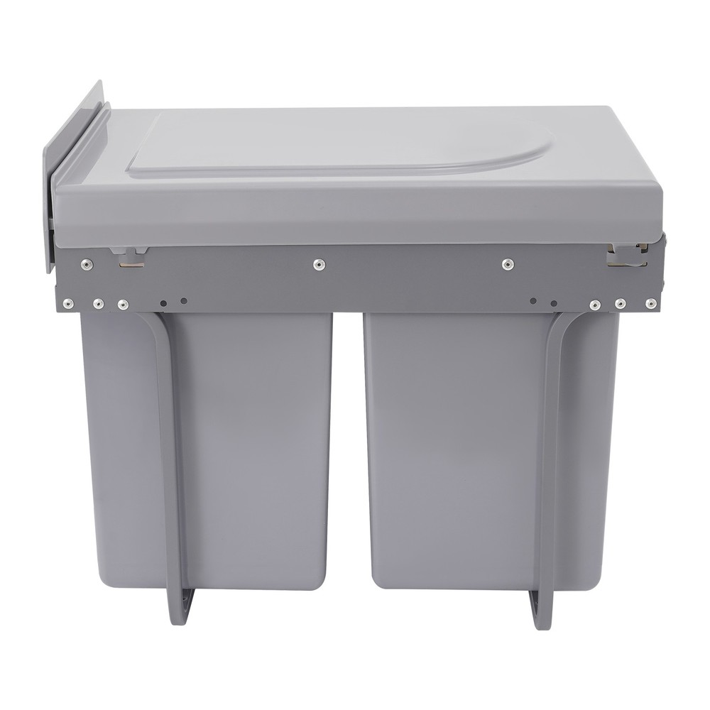 40L Kitchen Waste Bin Pullout Garbage Trash Can Double Pull-Out Trash Can Grey