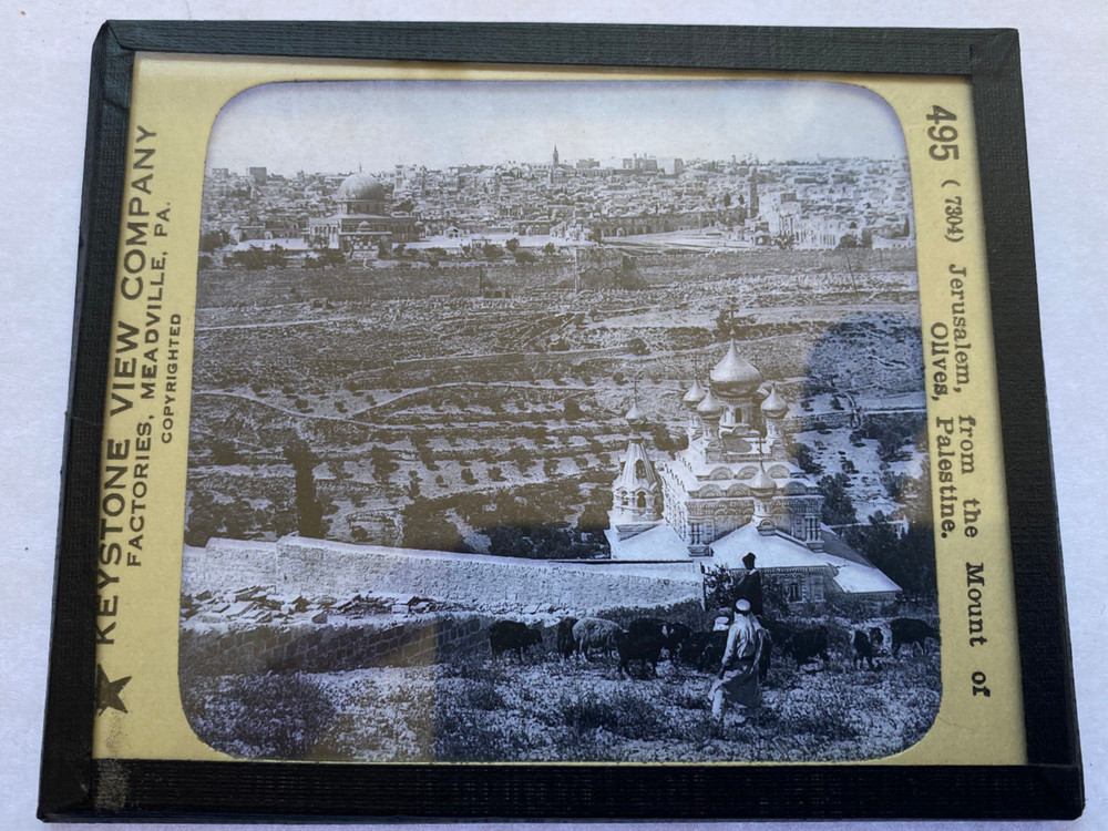 KEYSTONE MAGIC LANTERN SLIDE 495 JERUSALEM MOUNT OF OLIVES 1920s