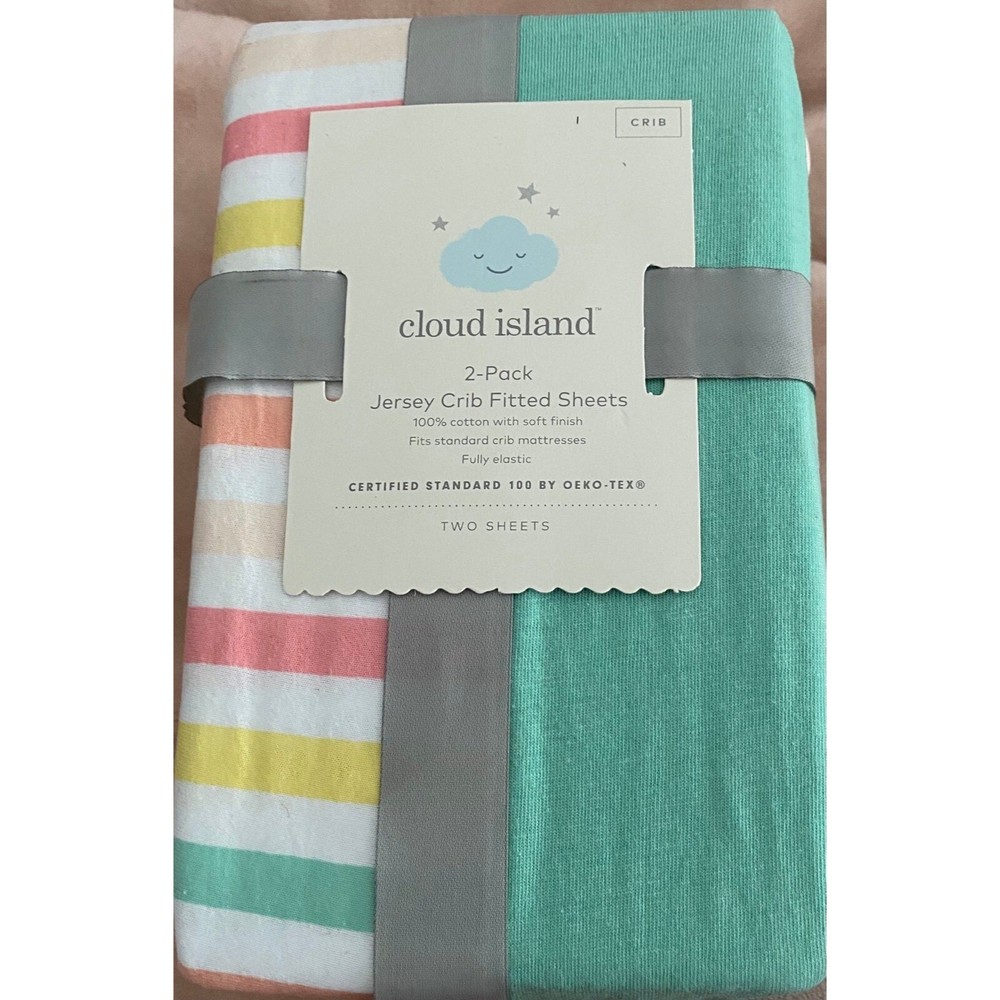 Cloud Island 2 Pack Baby Jersey Crib Fitted Sheets